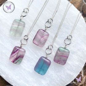 Fluorite Rectangle Pendant Necklace